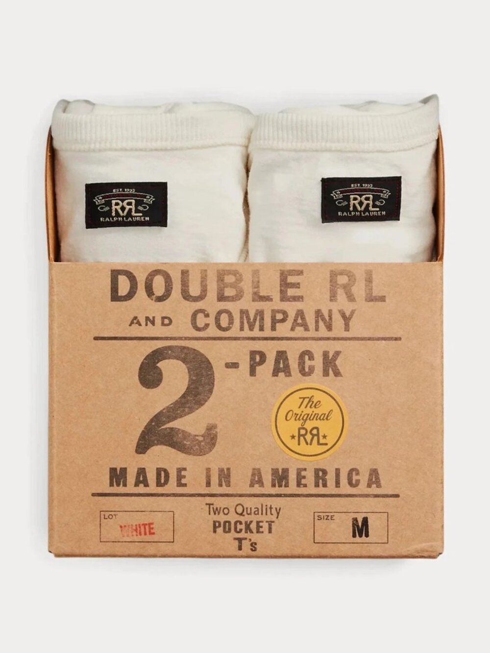 RRL Ralph Lauren Jersey Pocket T-Shirt 2 Pack Off White Vintage Size Small Boxed